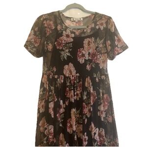 Wilde Dark Fairy Floral Mesh Dress With Lining Romantic Sz Med